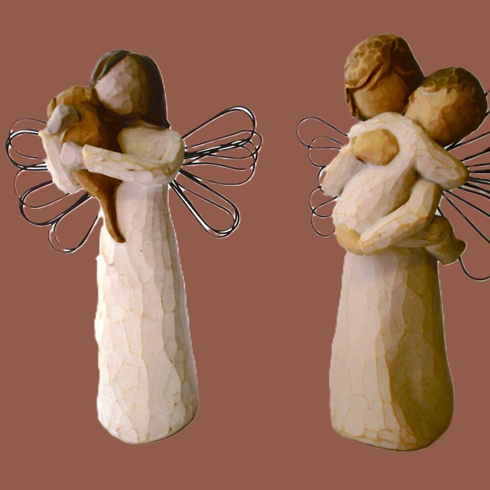 Vtg WillowTree Angel's Embrace & Angel of Friendship Demdaco artist Susan Lori